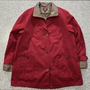 Gallery Coat Womens L Red Rain Jacket Removable Liner Full Zip